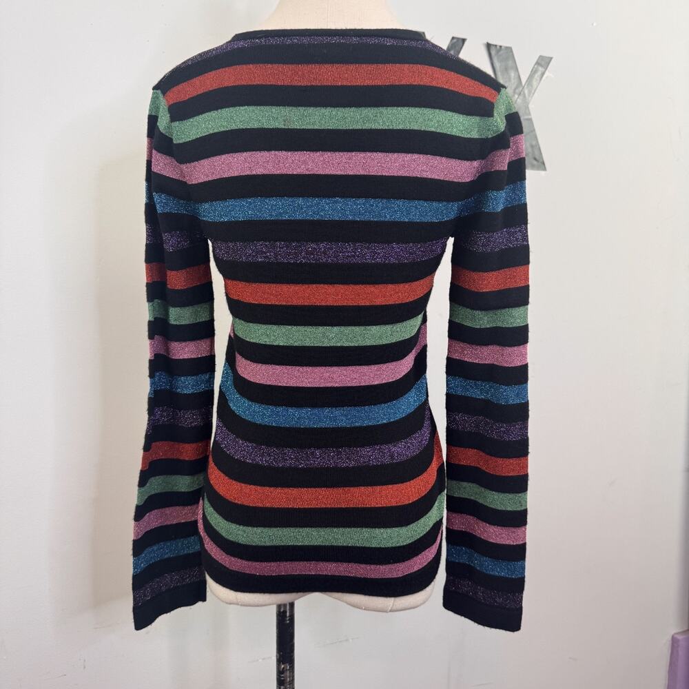 Vintage 90 Esprit Metallic Striped V-Neck Cardigan Sweater INdie Grunge XS - Picture 3 of 5